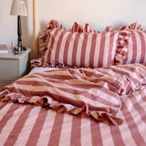 TBCo Cotton Duvet Cover - Pink & Red Stripe