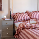 TBCo Pair of Cotton Pillowcases - Pink & Red Stripe