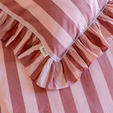 TBCo Pair of Cotton Pillowcases - Pink & Red Stripe
