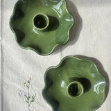 Scallop Candle Holder - Forest Green
