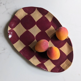 Serving Plate - Burgundy Checks