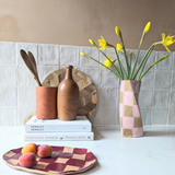 Serving Plate - Burgundy Checks